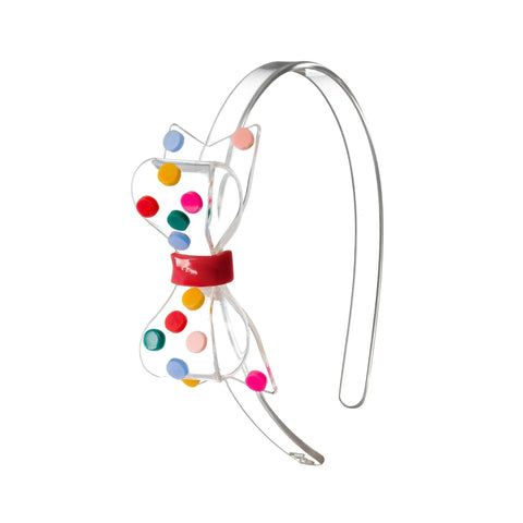Rainbow Dots Fat Bow Headband - Lilies & Roses NY