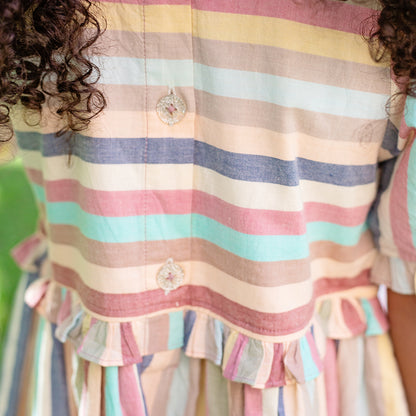 Girls Raquel Dress - Multi Vintage Stripe