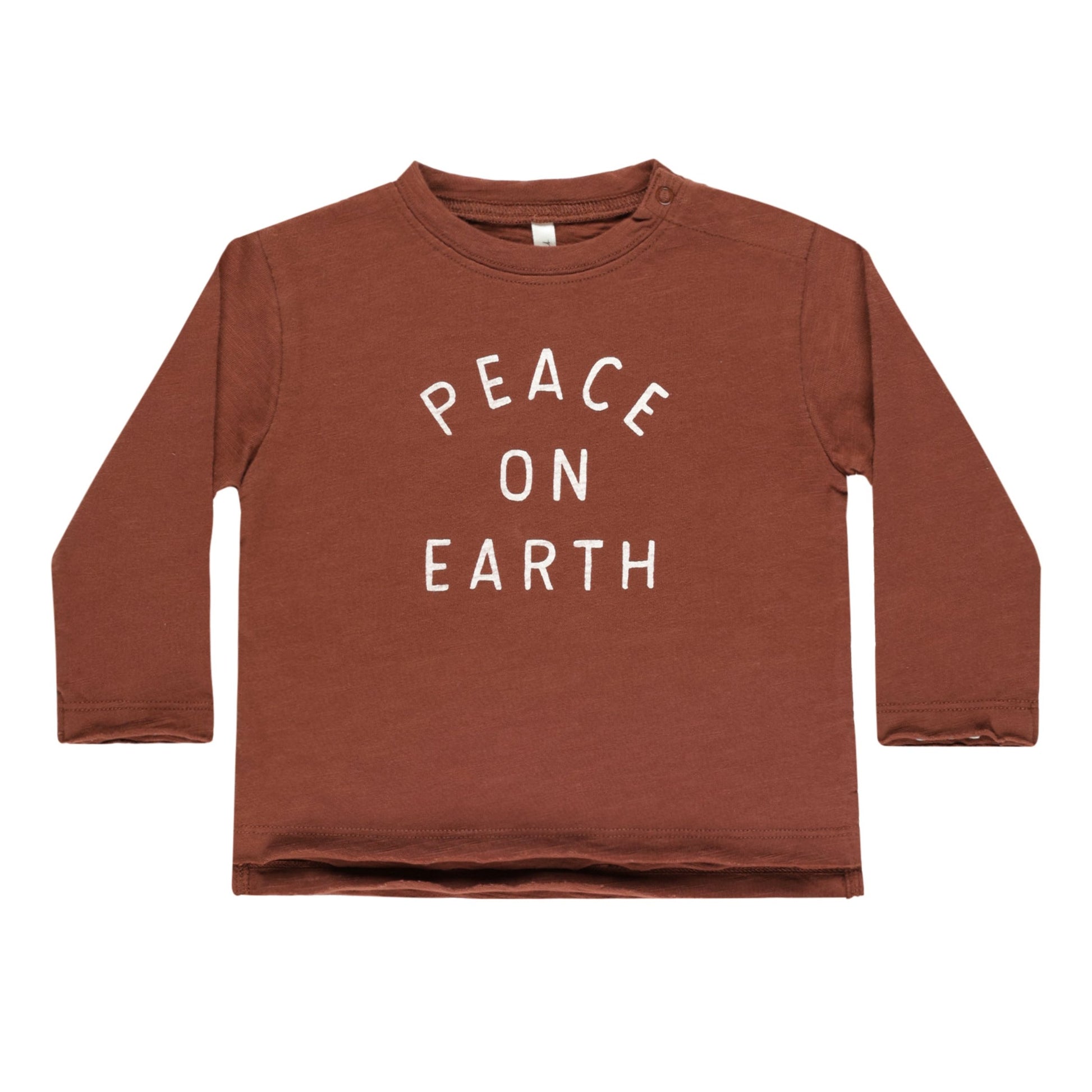 Raw Edge Long Sleeve Tee | Peace On Earth - Rylee + Cru