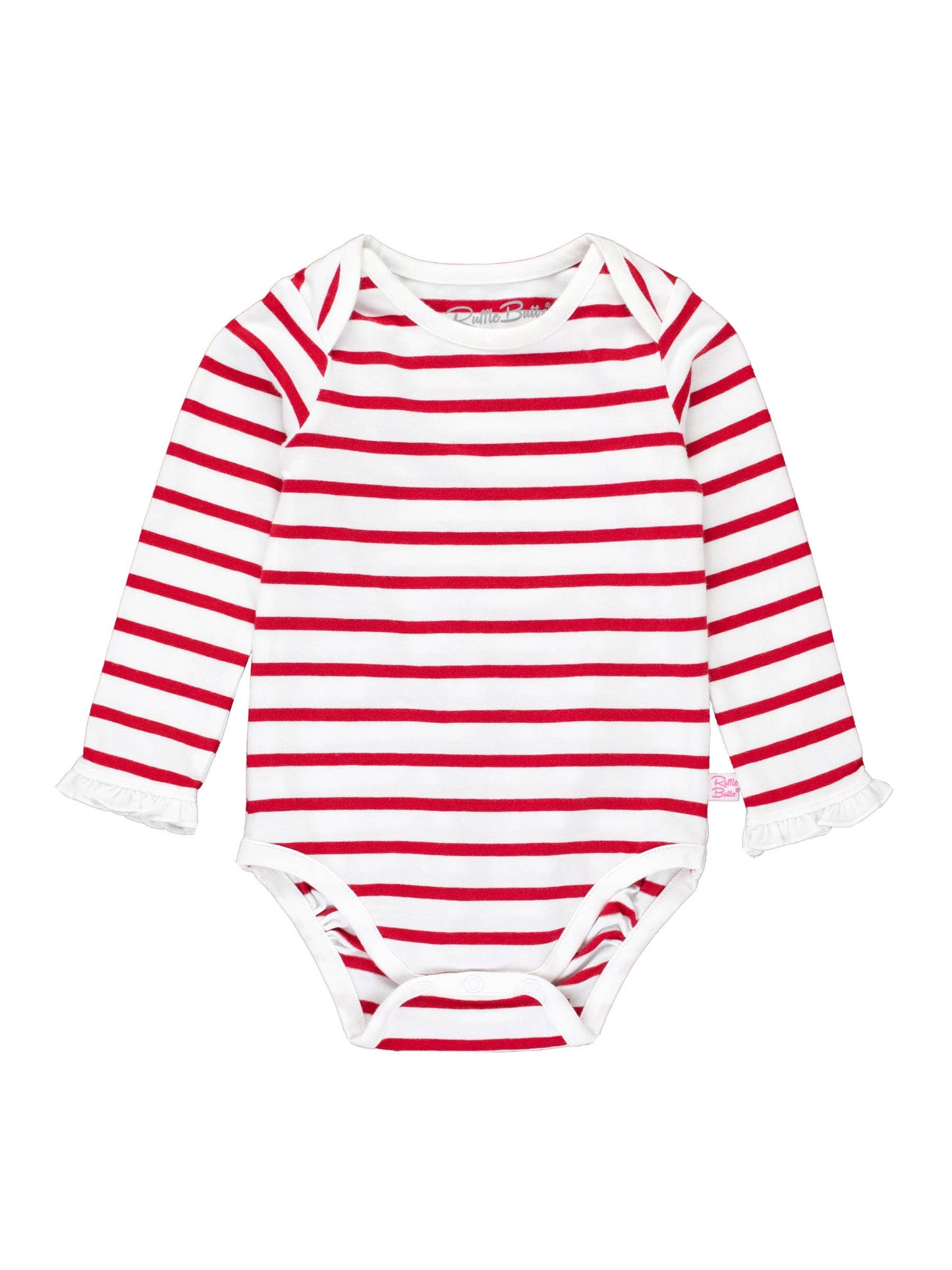 Red & White Stripe Knit Ruffle Bodysuit - RuffleButts + RuggedButts