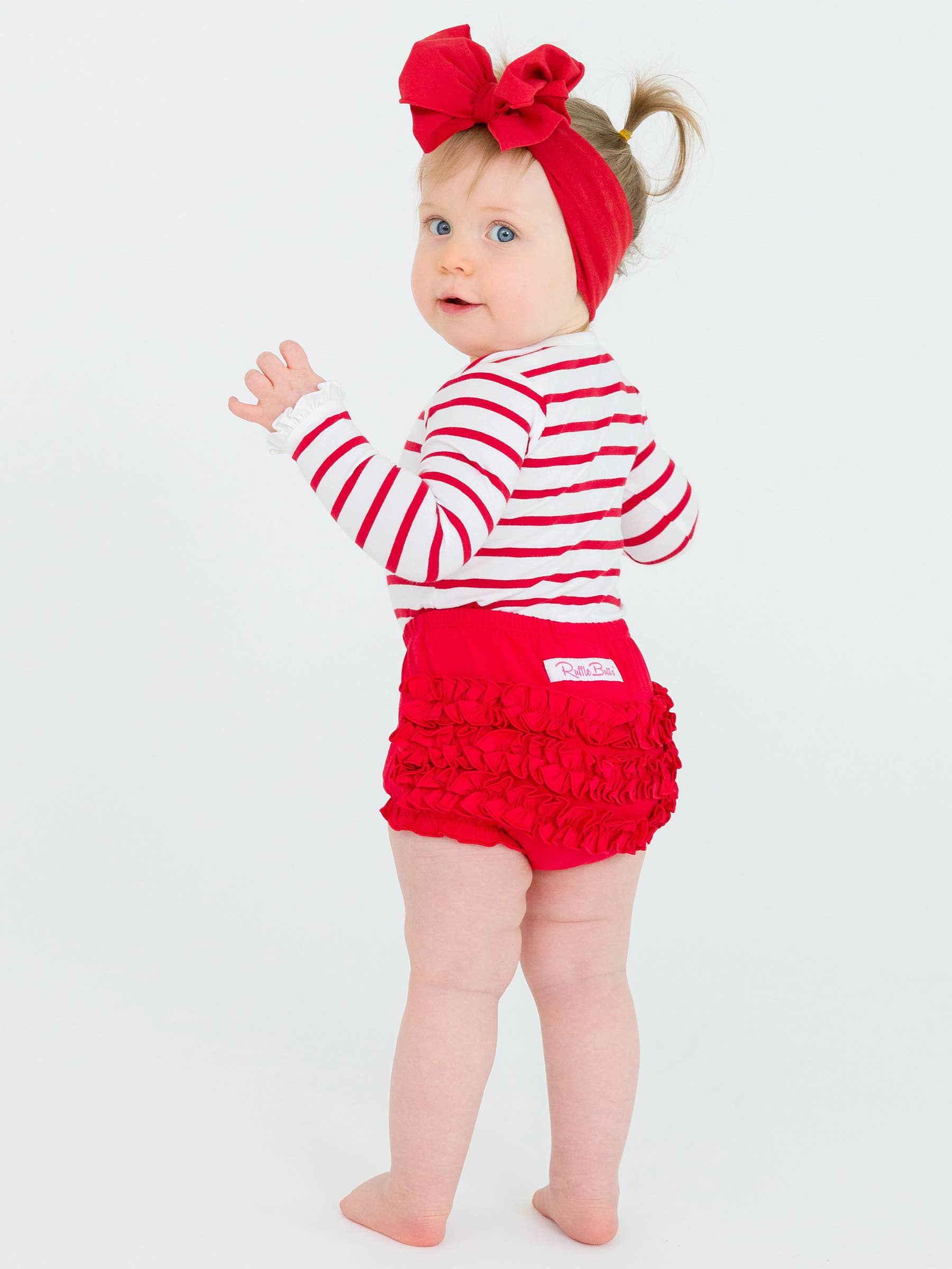 Red & White Stripe Knit Ruffle Bodysuit - RuffleButts + RuggedButts