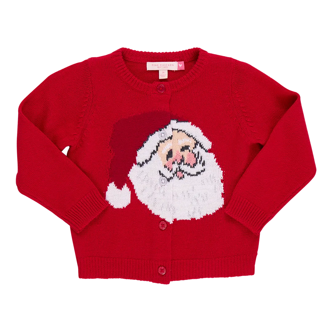 Red Santa Baby Girls Maude Sweater - Pink Chicken