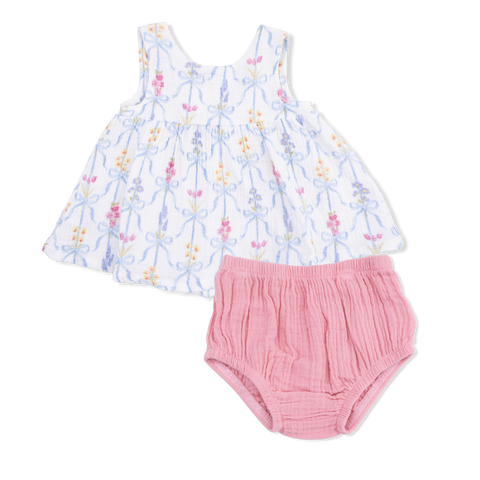 Infant Dress with Bow and Bloomer - Ribbon Bouquets