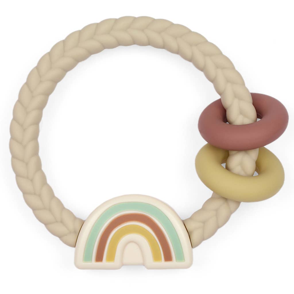 Ritzy Rattle™ Silicone Teether Rattles: Neutral Rainbow - Itzy Ritzy