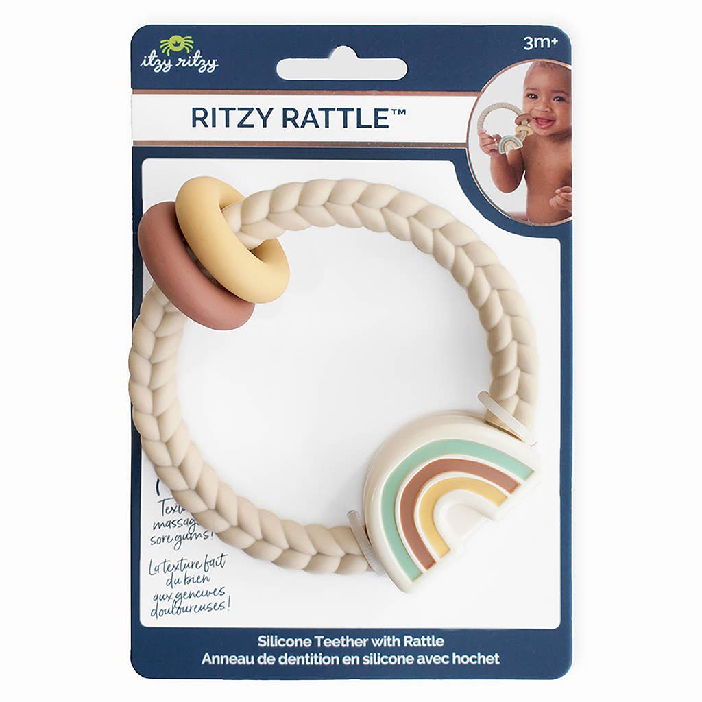 Ritzy Rattle™ Silicone Teether Rattles: Neutral Rainbow - Itzy Ritzy