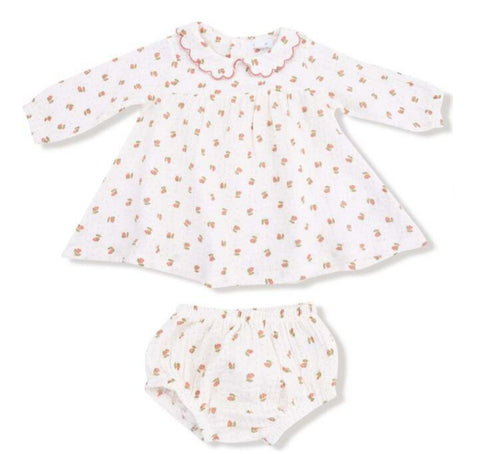 Petal Collar Dress & Diaper Cover - Petite Pointe Fleur