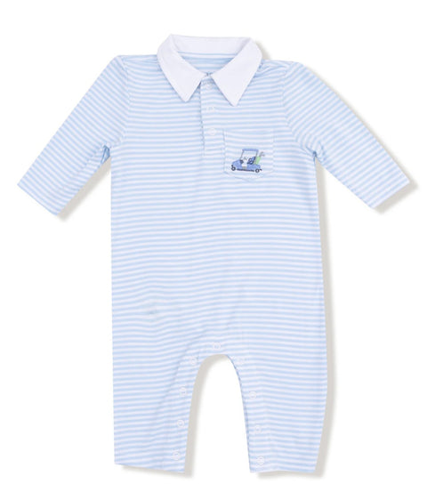 Polo Romper - Blue Baby Golf Carts