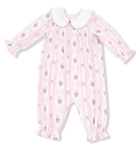 Long Sleeve Peter Pan Romper - Ogee Lace Floral