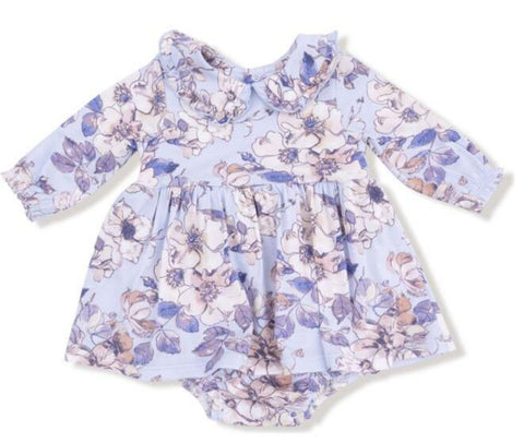 Ruffled Peter Pan Collar Bubble with Skirt - Woodrose