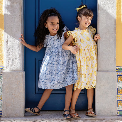 Girls Brooke Dress - Bright Yellow Eyelet