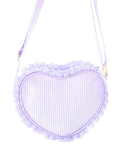 Seersucker Lavender Heart Purse - Bits & Bows