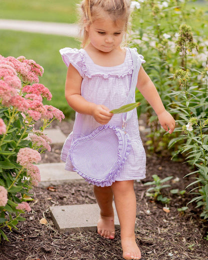 Seersucker Lavender Heart Purse - Bits & Bows