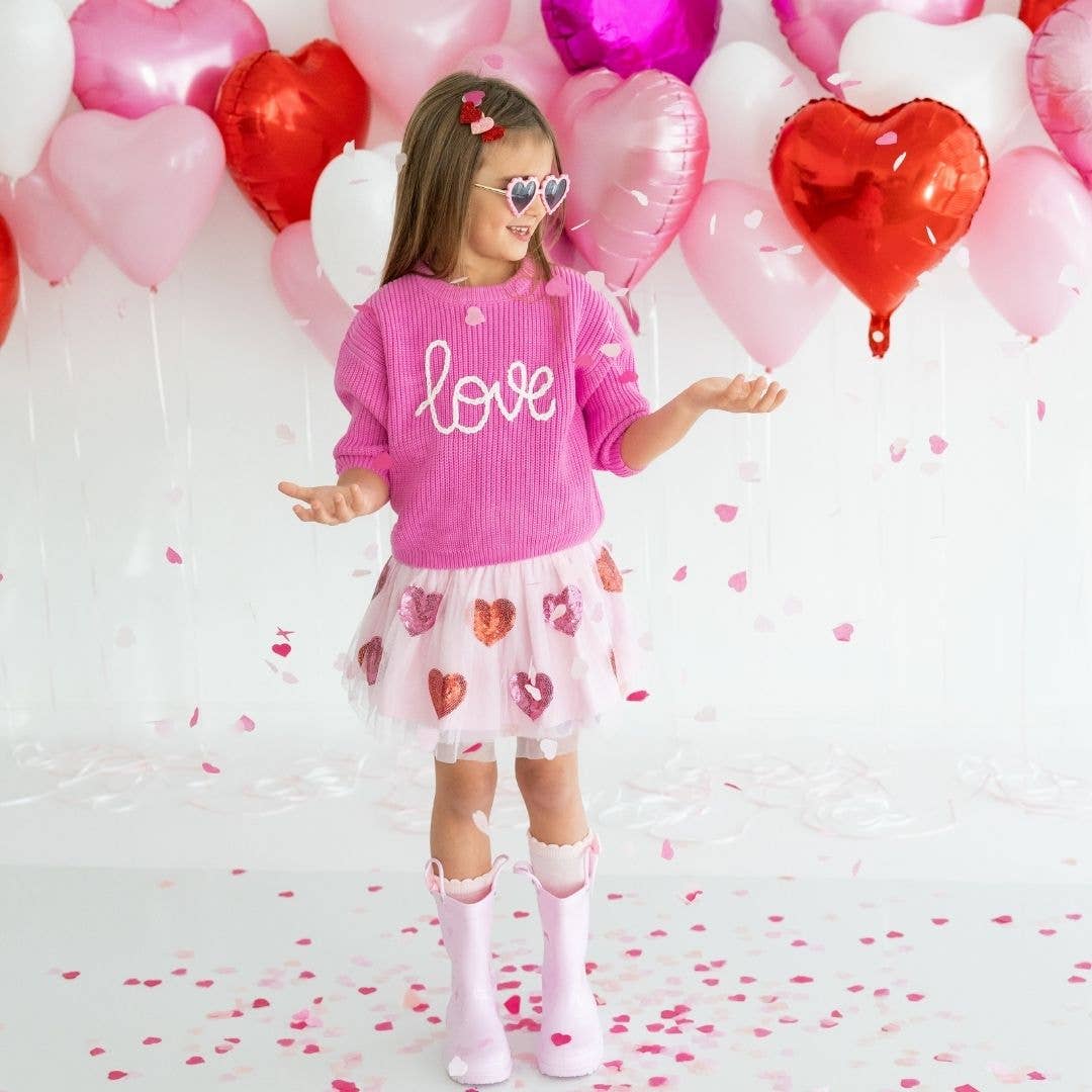 Sequin Heart Girls Tutu Skirt - Sweet Wink