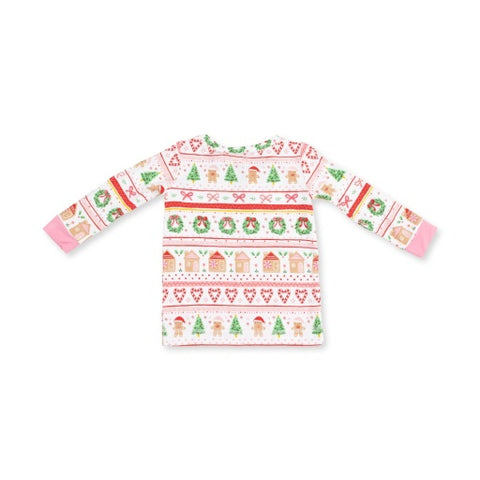Long Sleeve Loungewear Set - Gingerbread Fair Isle Pink