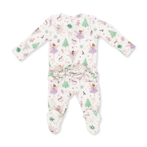 2 Way Ruffle Back Zipper Footie - Sugar Plum Fairies
