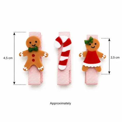 Little Gingerbread Candy Cane Hair Clips