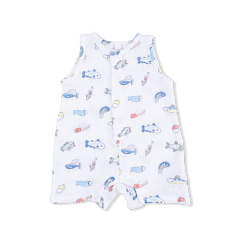 Sleeveless Shortie Romper - Fishing Lures