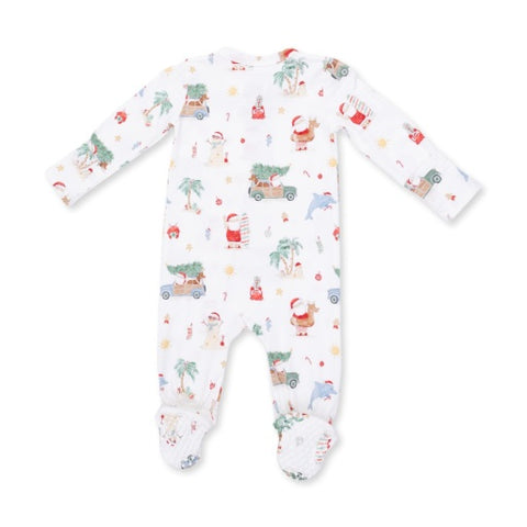 2 Way Zipper Footie - Beach Christmas