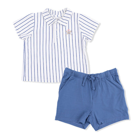 Polo with Everday Short - Baseball Stripe