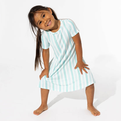 Slumber Stripes Girls Bamboo Dress - Bellabu Bear