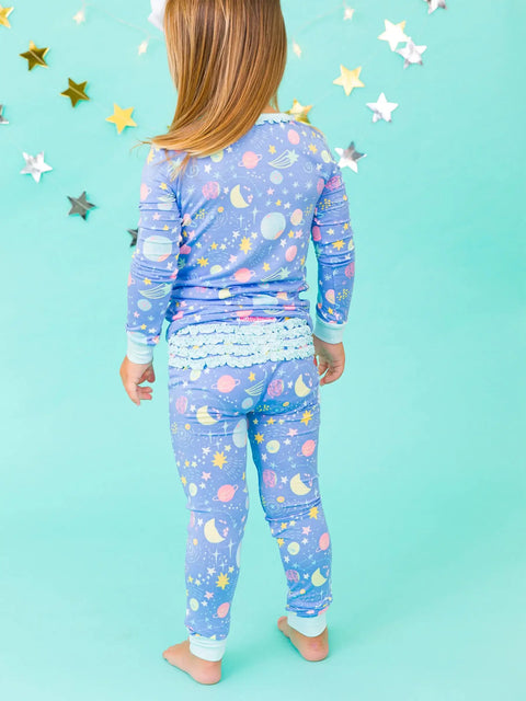 Starry Dreams Bamboo Ruffle Pajama Set - RuffleButts + RuggedButts