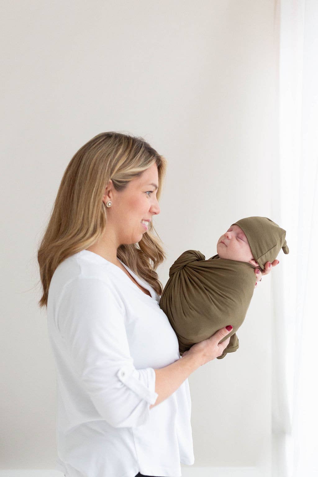 Swaddle Blanket & Baby Hat - Army Green - Stroller Society