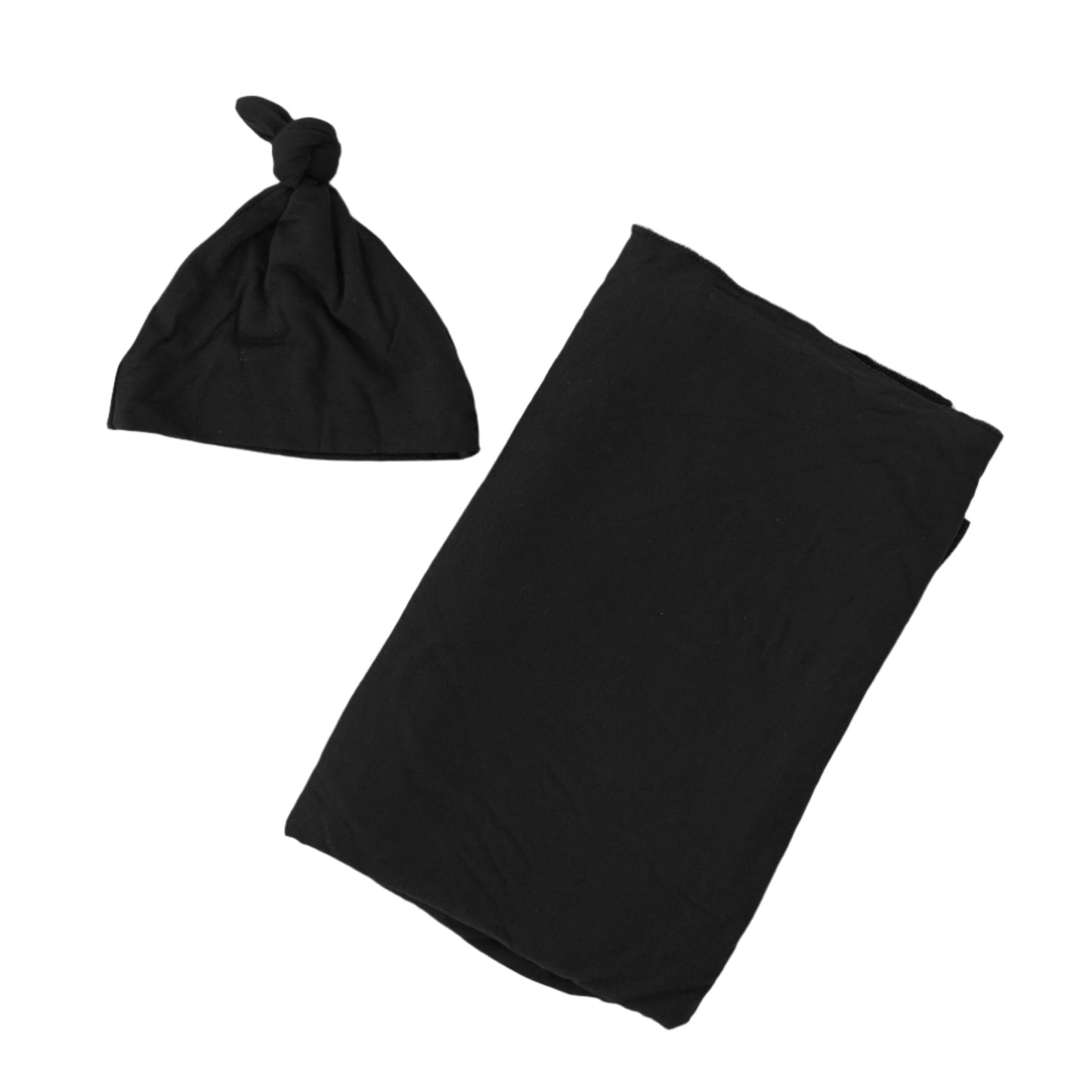 Swaddle Blanket & Baby Hat - Black - Stroller Society