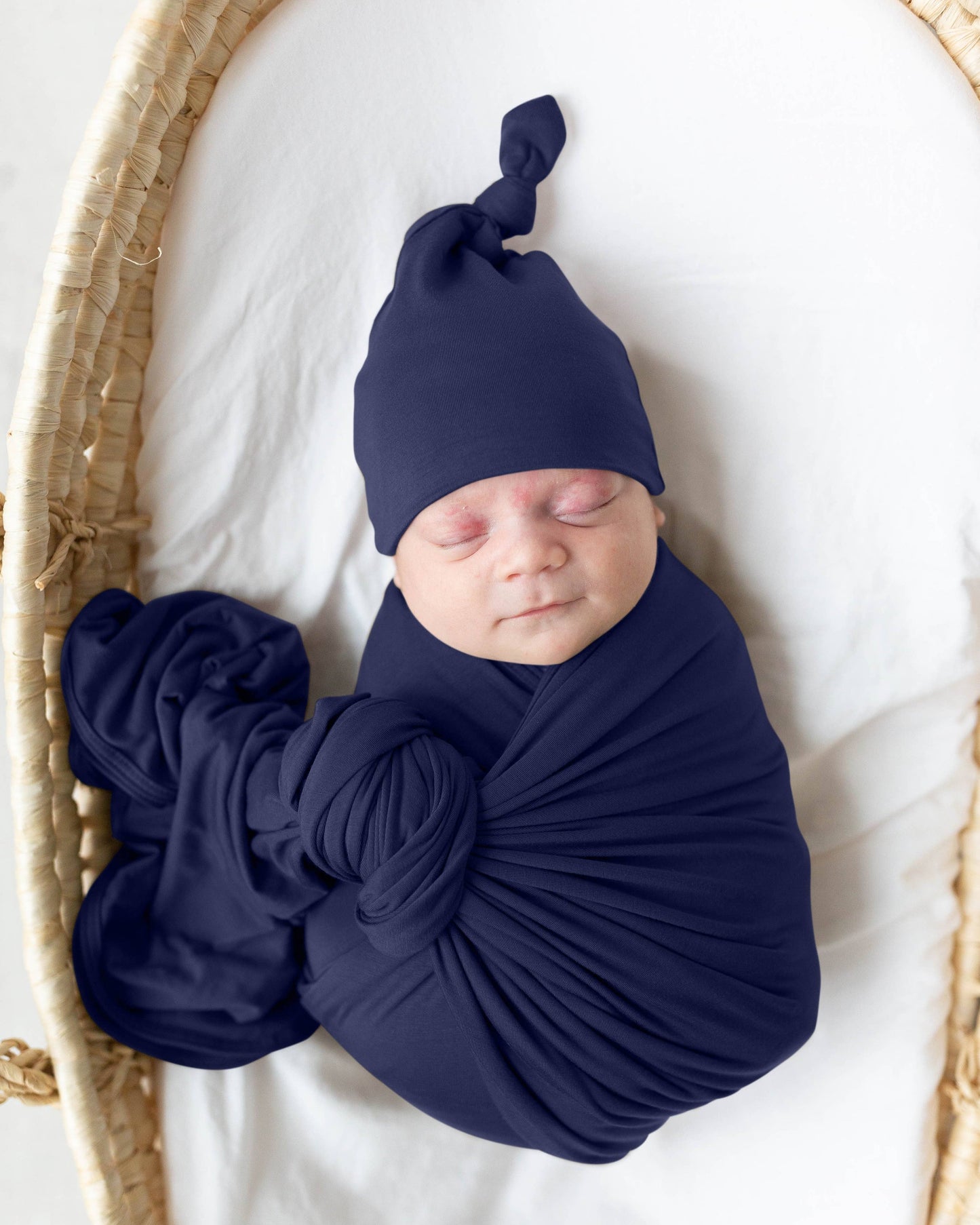 Swaddle Blanket & Baby Hat - Navy Blue - Stroller Society