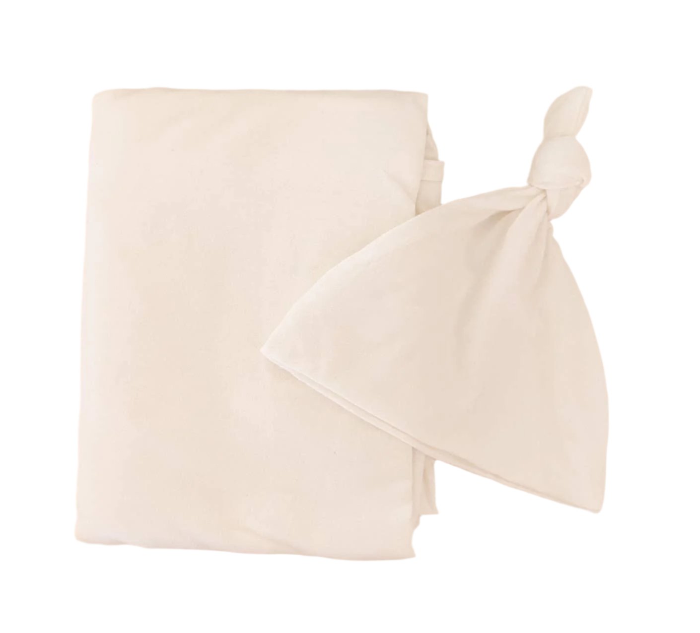 Swaddle Blanket & Baby Hat - White - Stroller Society