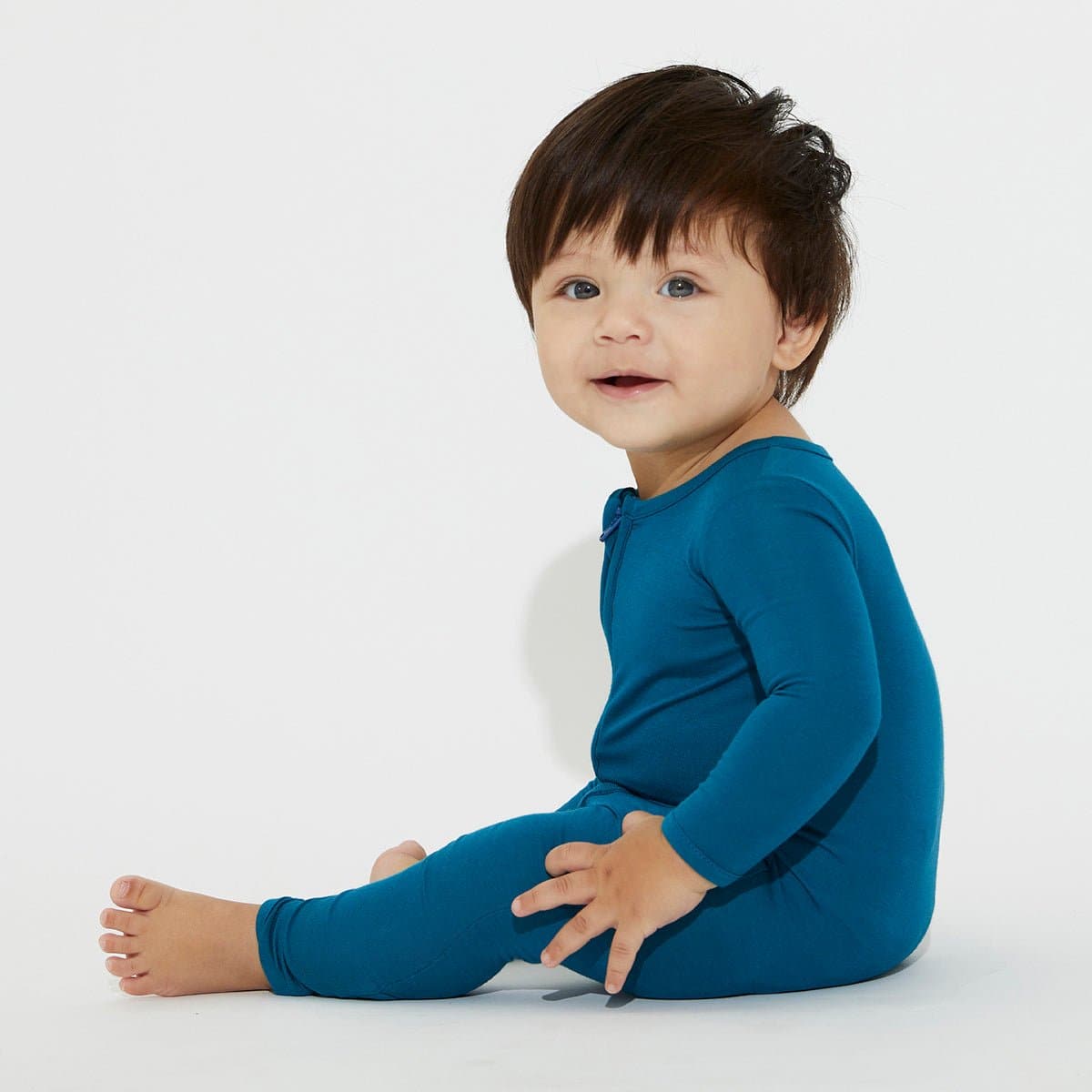 Teal Blue Convertible Footie Bamboo Pajama - Bellabu Bear