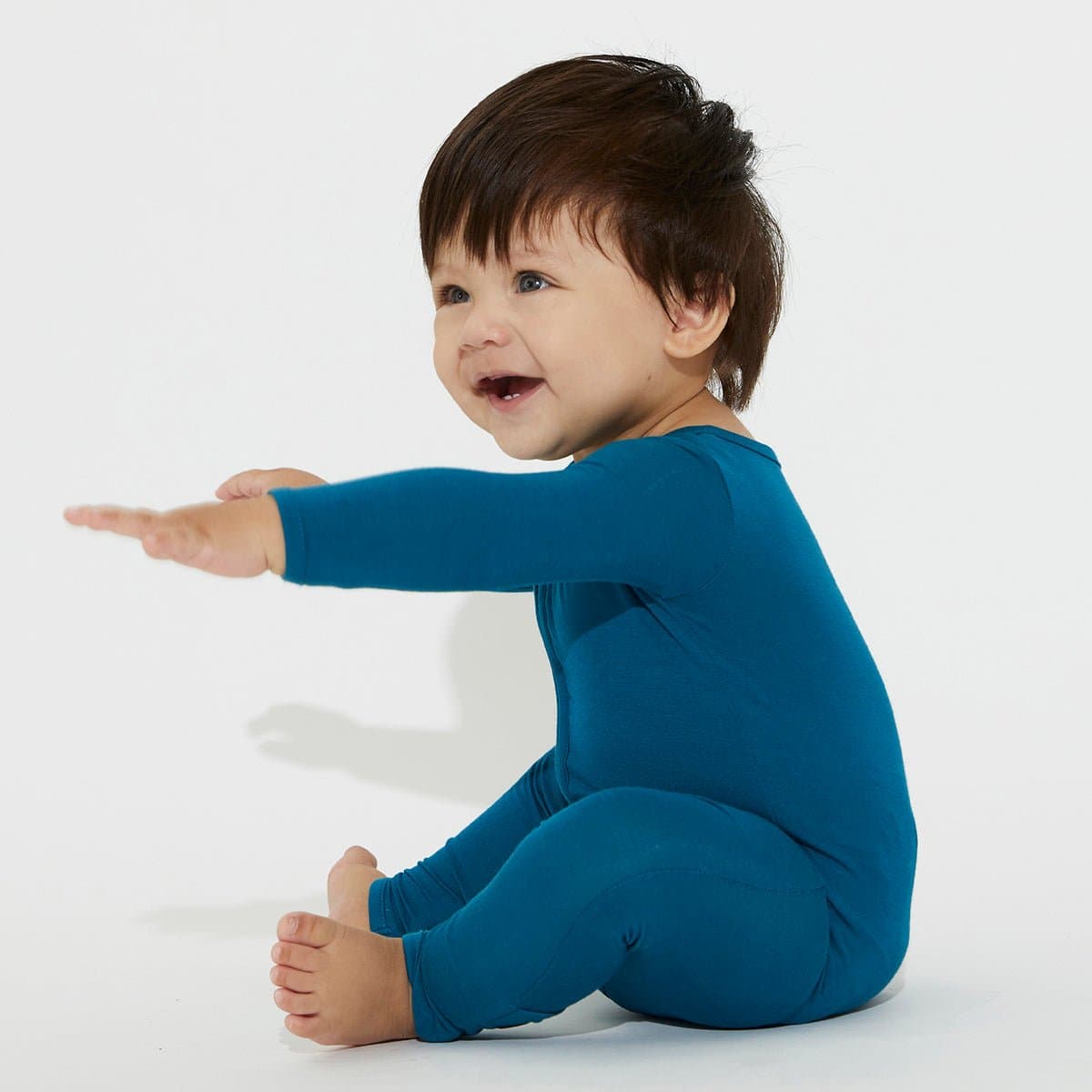 Teal Blue Convertible Footie Bamboo Pajama - Bellabu Bear