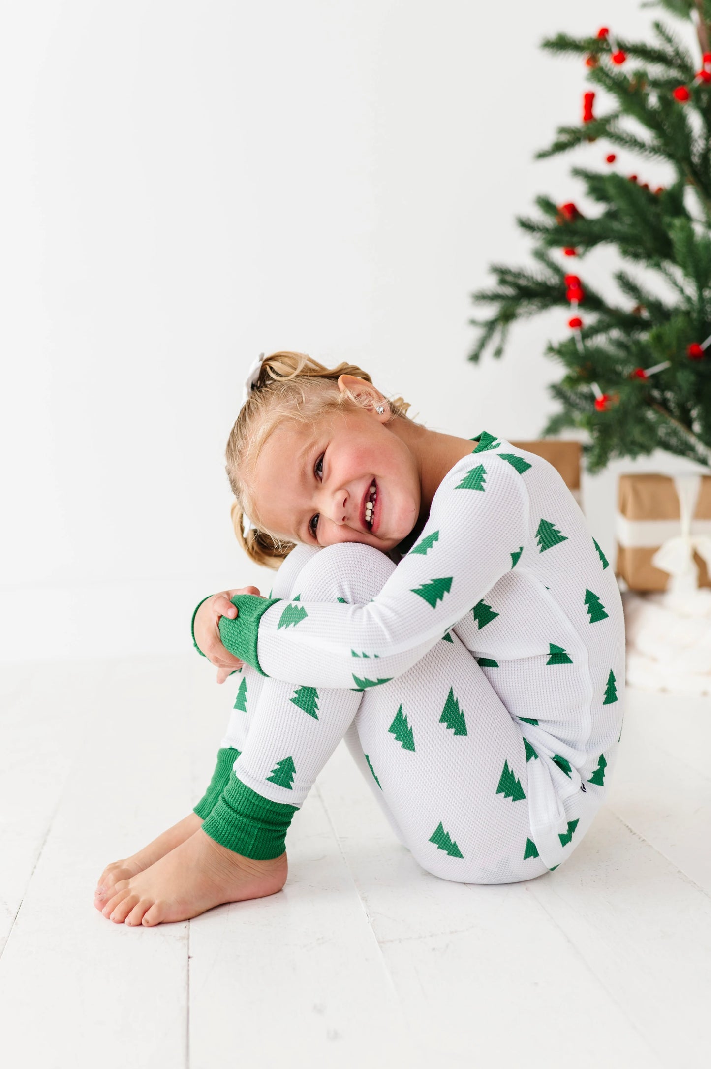 Tree Waffle Knit Kids Pajama Set - Kiki + Lulu