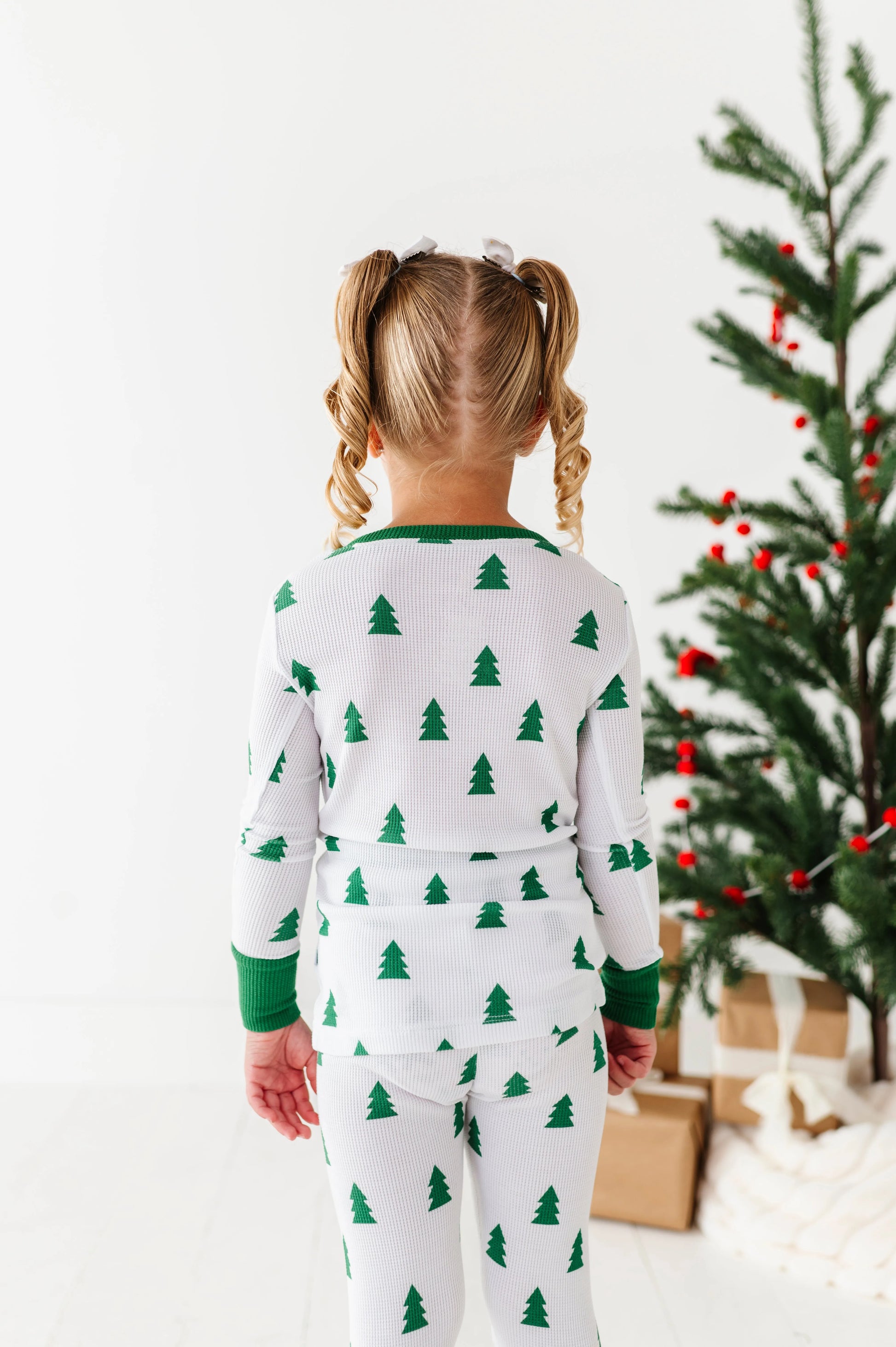 Tree Waffle Knit Kids Pajama Set - Kiki + Lulu