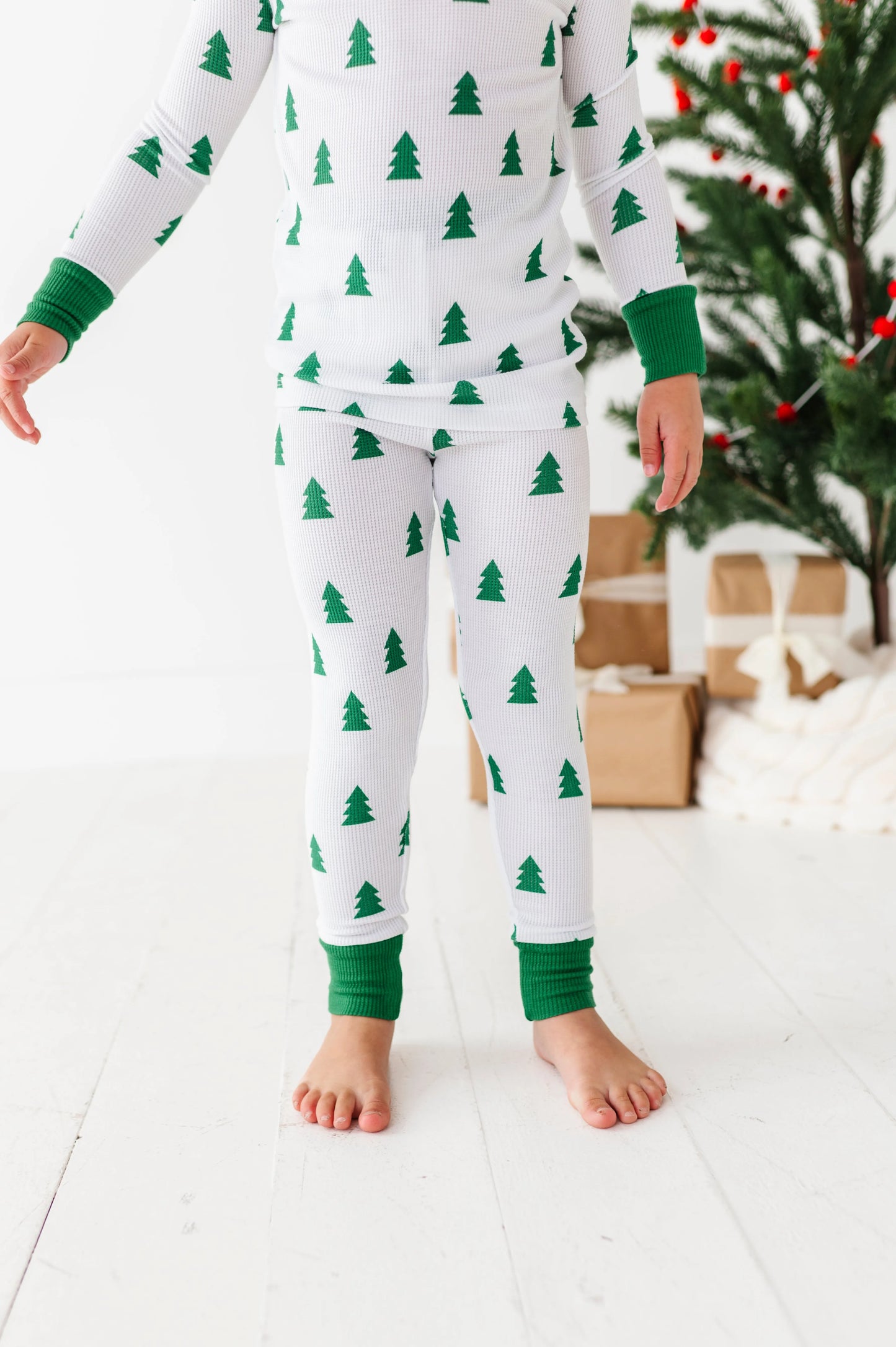 Tree Waffle Knit Kids Pajama Set - Kiki + Lulu