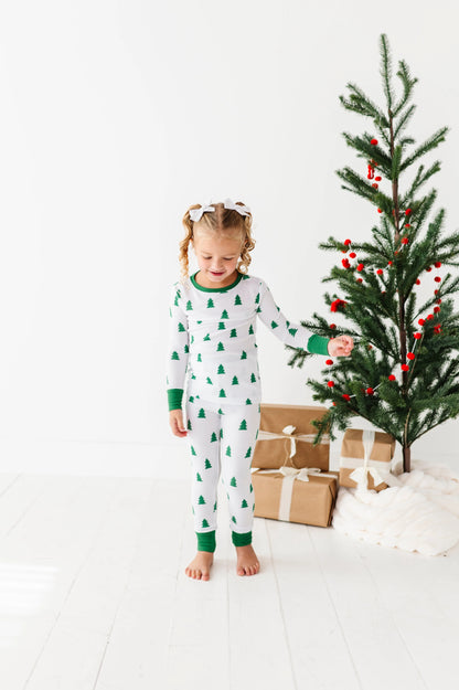 Tree Waffle Knit Kids Pajama Set - Kiki + Lulu