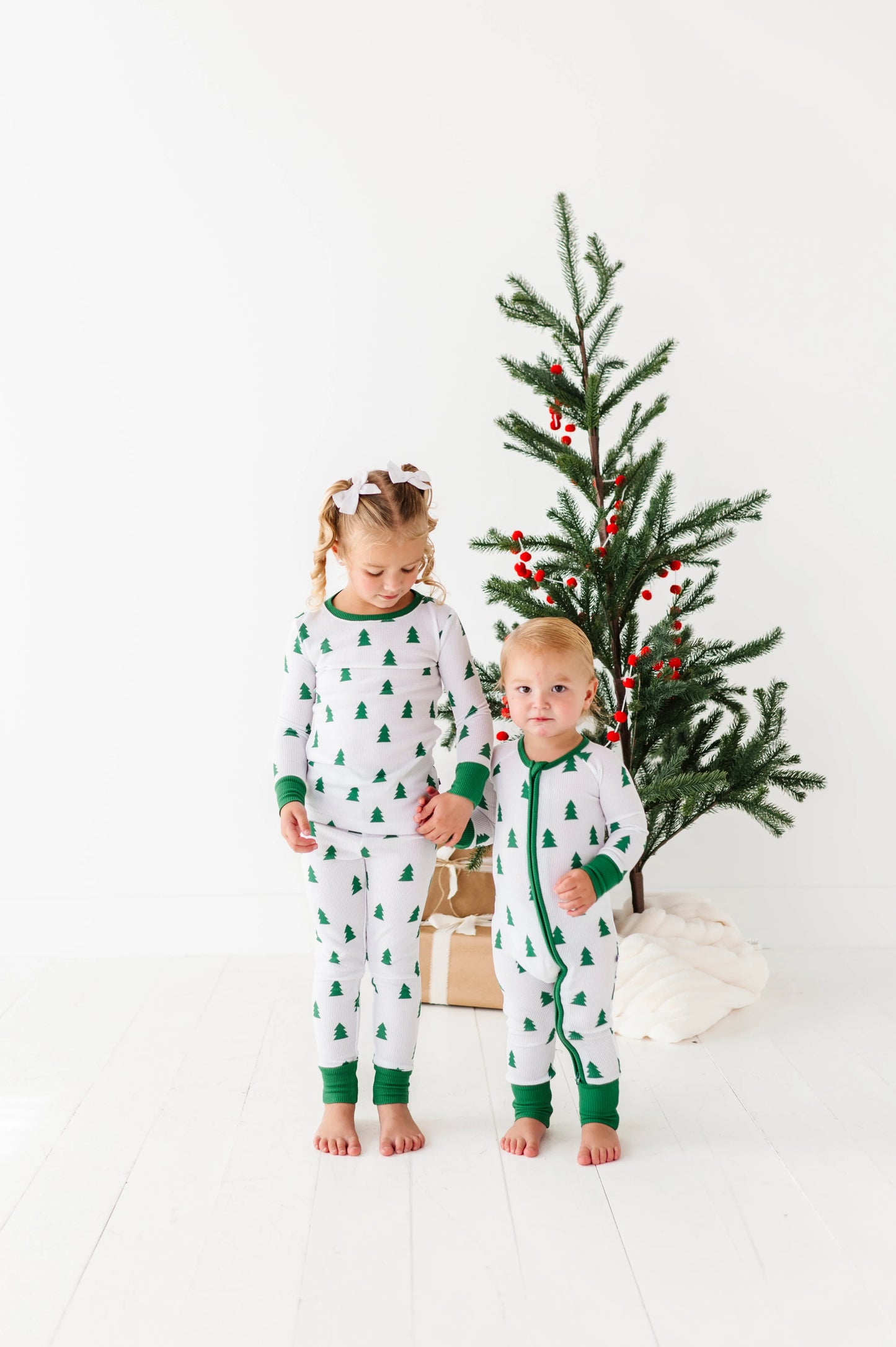 Tree Waffle Knit Kids Pajama Set - Kiki + Lulu