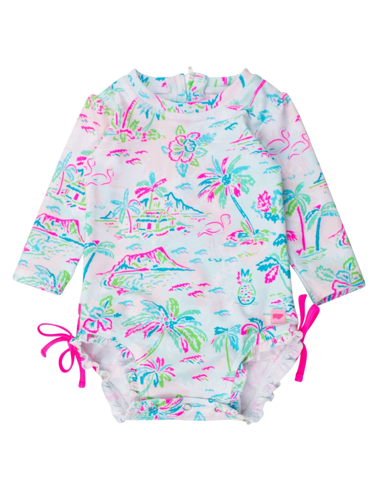 Tropical Resort One Piece Rash Guard - RuffleButts + RuggedButts