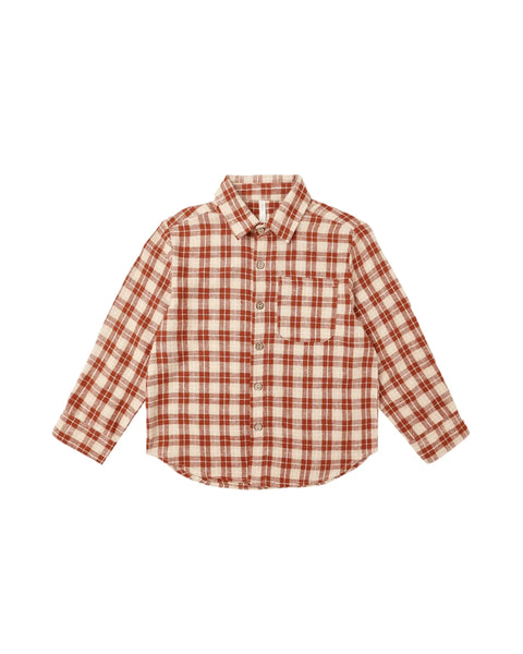 Collared Long Sleeve Shirt | Red Plaid