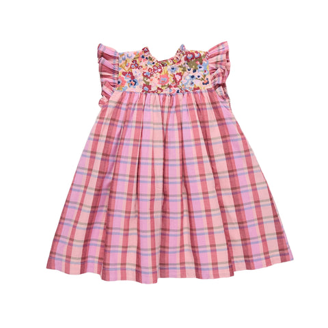 Girls Kaylee Dress - Burgundy Madras Plaid