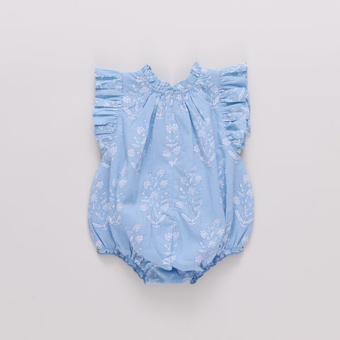 Baby Girls Harper Bubble - Blue Prairie Block Print