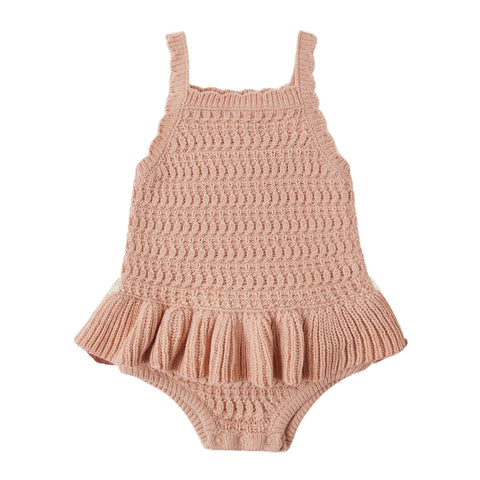 Crochet Ruffle Romper || Melon