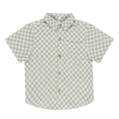 Collared Short Sleeve Shirt || Sage Check