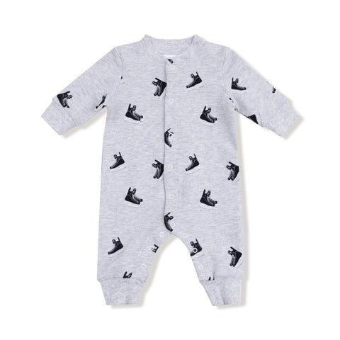 French Terry Baseball Collar Romper - Hockey
