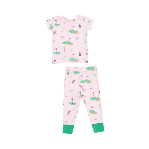 Short Sleeve Loungewear Set - Pink Golf Things