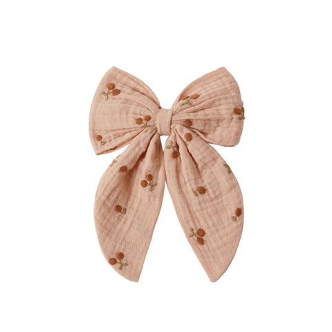 Oversized Bow || Cherry Embroidery