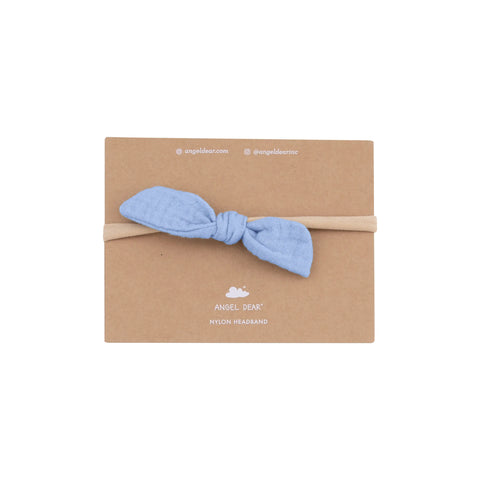 Bow With Nylon Headband - Muslin Dusty Blue