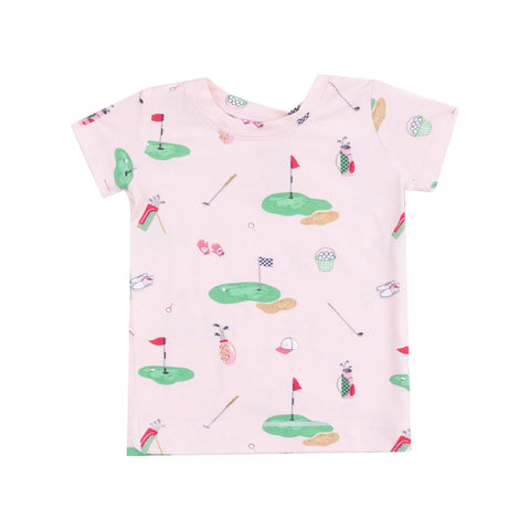 Short Sleeve Loungewear Set - Pink Golf Things
