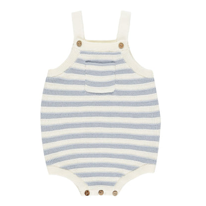 Ashton Knit Romper || Blue Stripe