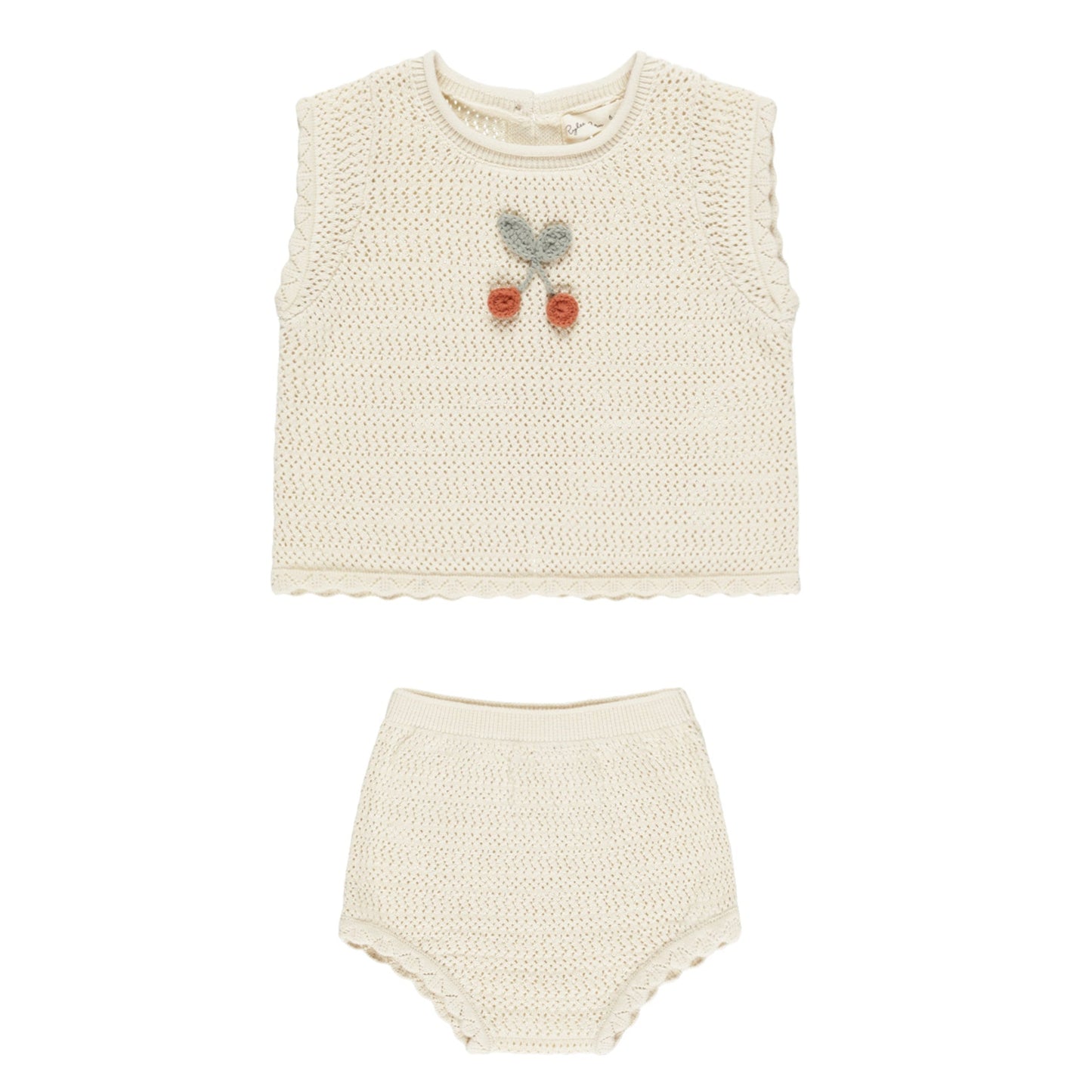 Scallop Knit Baby Set || Cherry