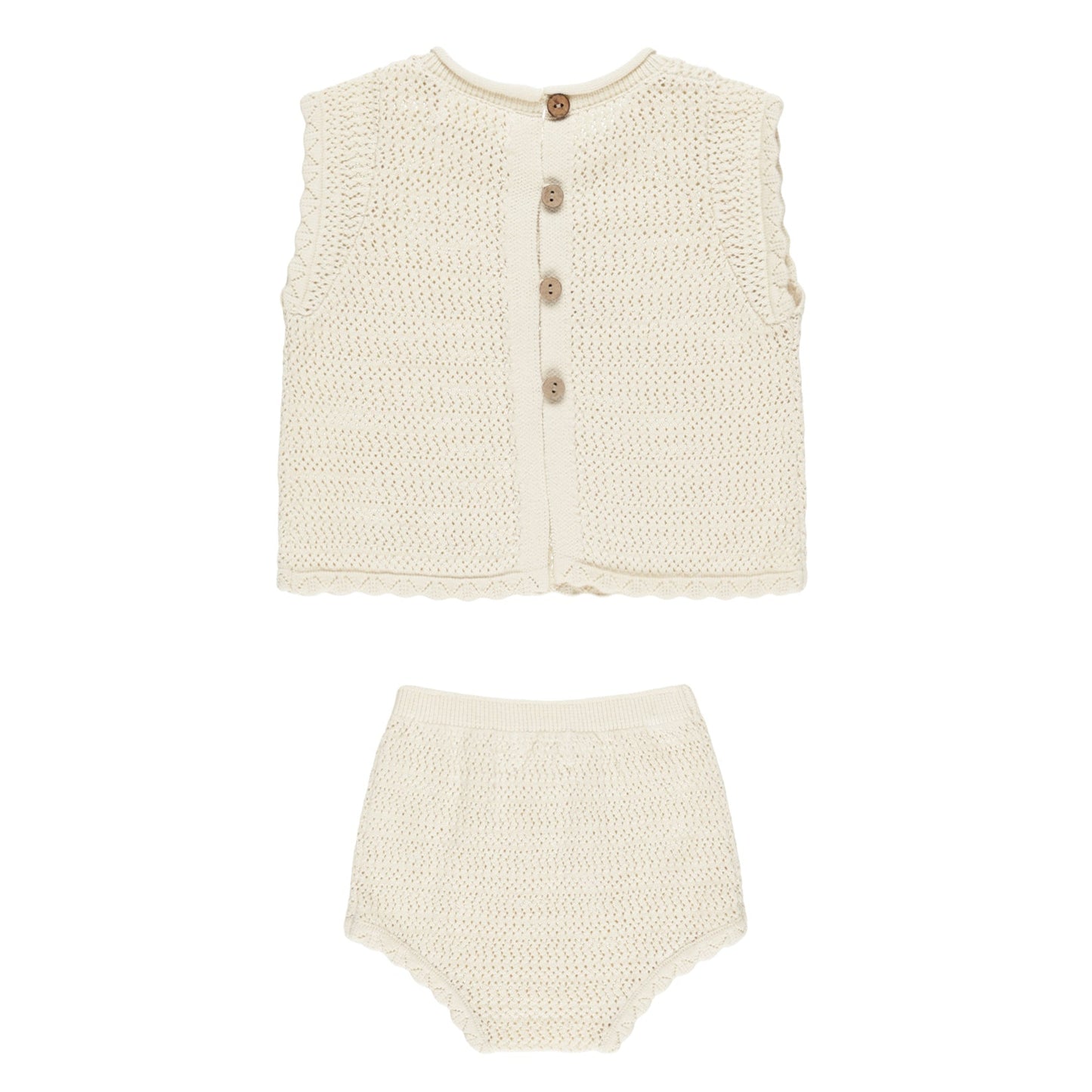 Scallop Knit Baby Set || Cherry